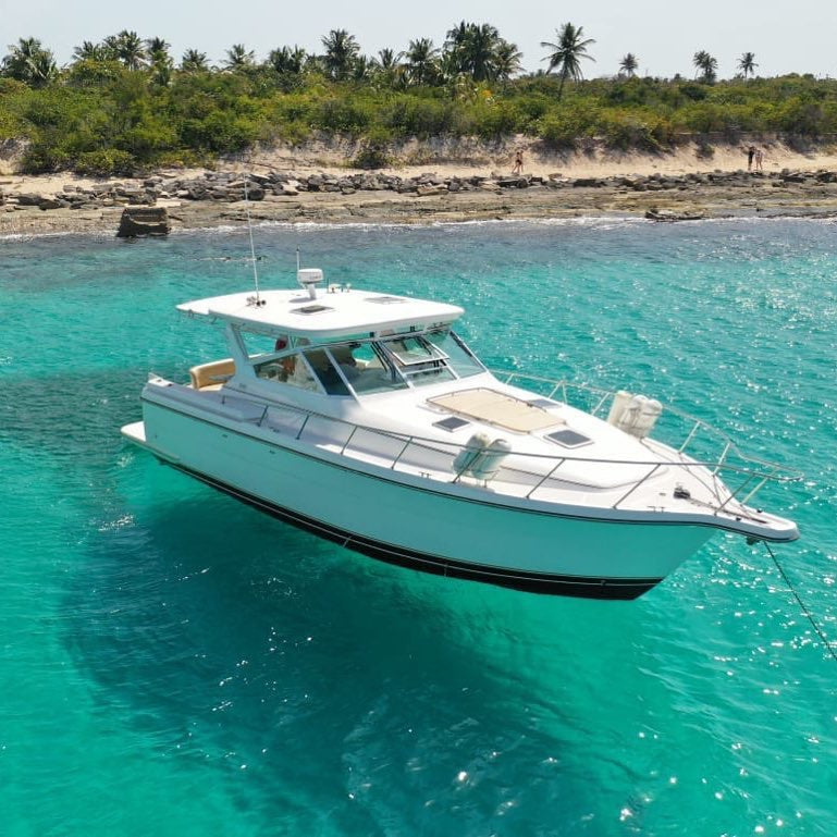 side view of our tiara yachts private yacht charters