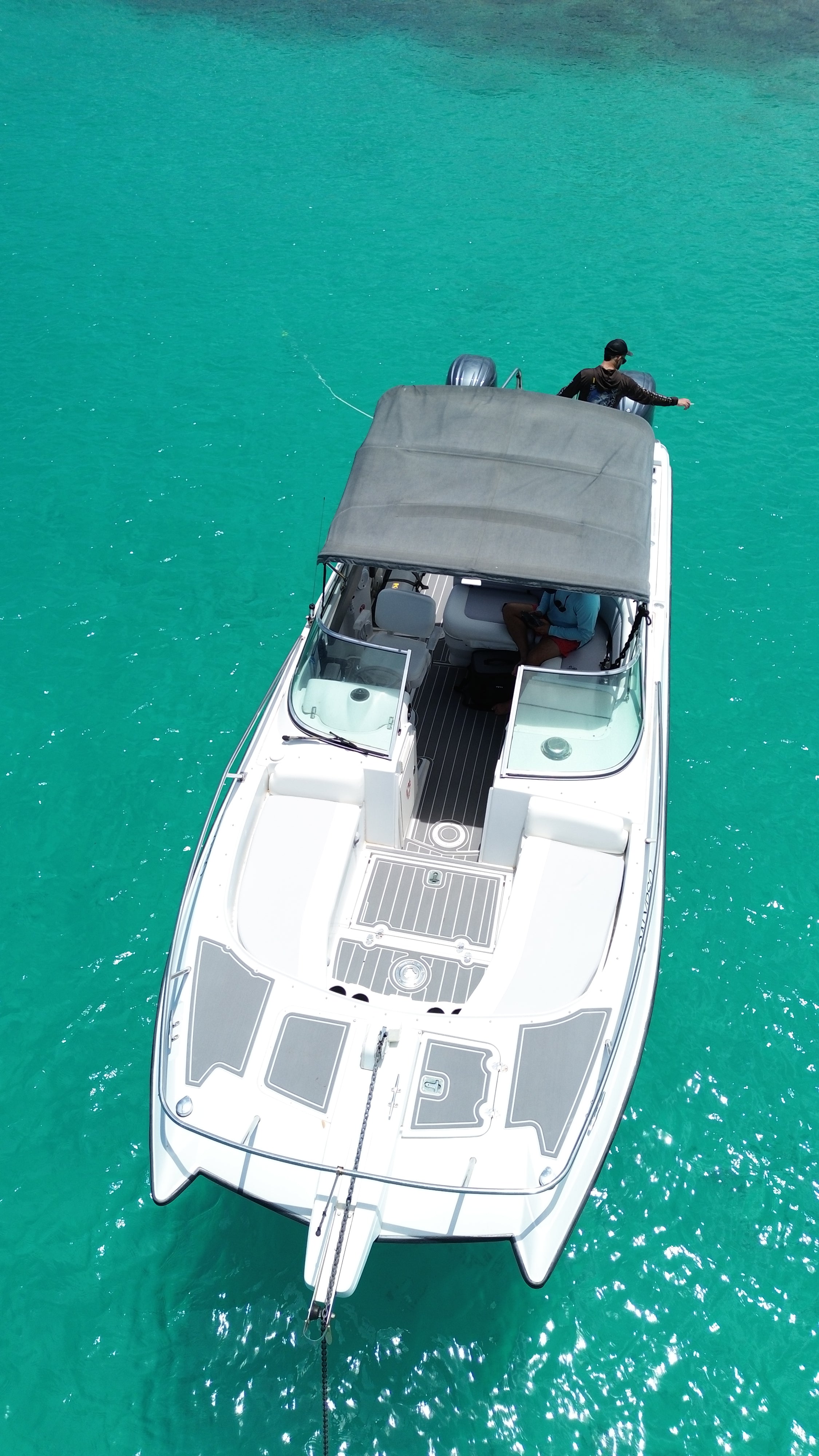 White sand beach at icacos on a catamaran 