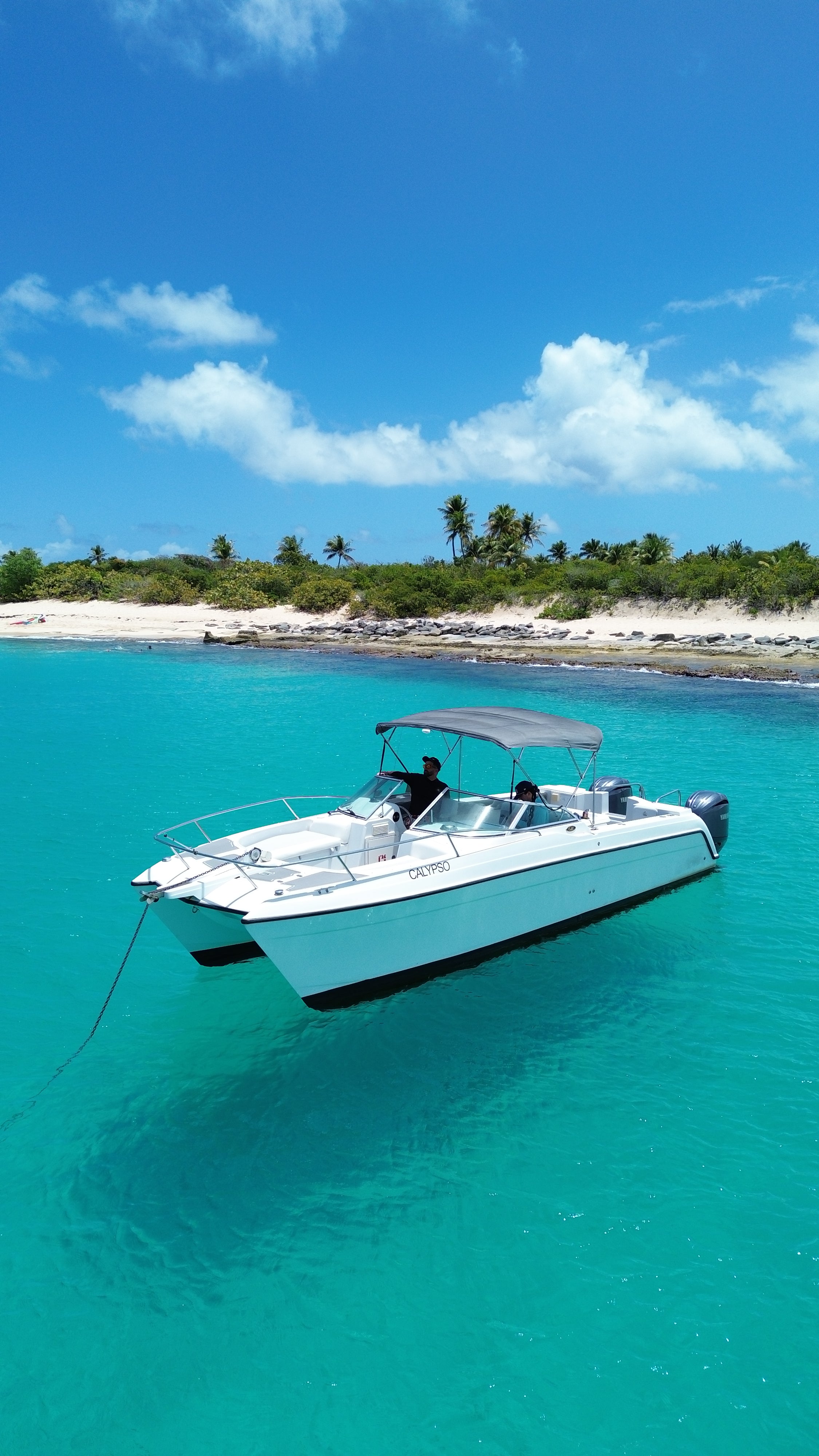 Power catamaran on Icacos Island